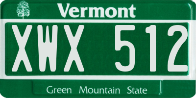 VT license plate XWX512