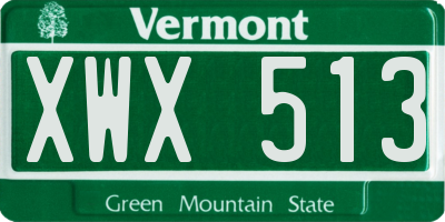 VT license plate XWX513
