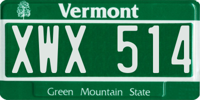 VT license plate XWX514
