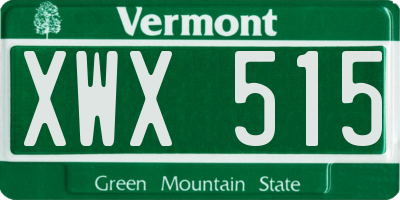 VT license plate XWX515