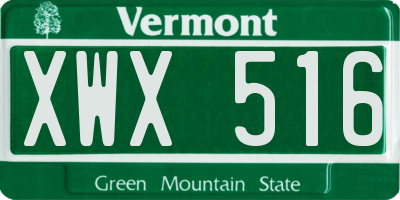 VT license plate XWX516