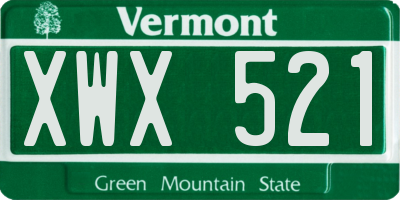 VT license plate XWX521