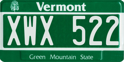 VT license plate XWX522