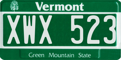 VT license plate XWX523