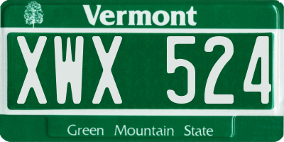 VT license plate XWX524