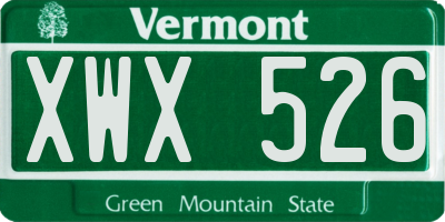 VT license plate XWX526