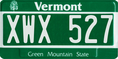 VT license plate XWX527
