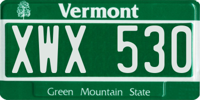 VT license plate XWX530