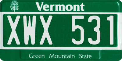 VT license plate XWX531