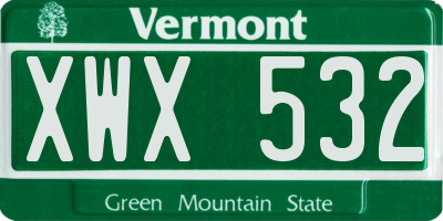 VT license plate XWX532