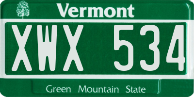 VT license plate XWX534