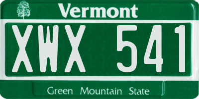 VT license plate XWX541