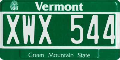 VT license plate XWX544