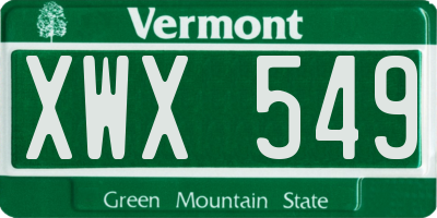 VT license plate XWX549
