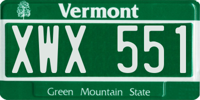 VT license plate XWX551