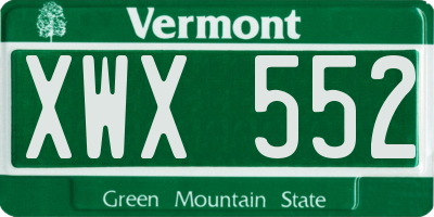 VT license plate XWX552