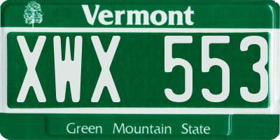VT license plate XWX553