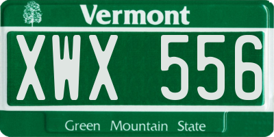 VT license plate XWX556