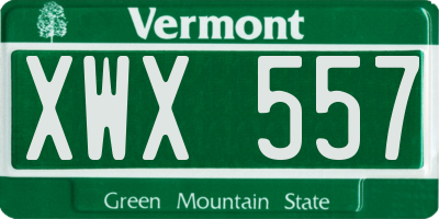VT license plate XWX557