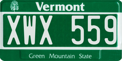 VT license plate XWX559