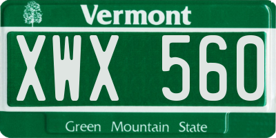 VT license plate XWX560