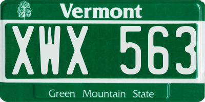 VT license plate XWX563