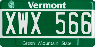 VT license plate XWX566