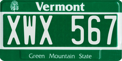VT license plate XWX567