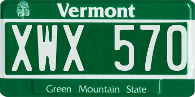 VT license plate XWX570