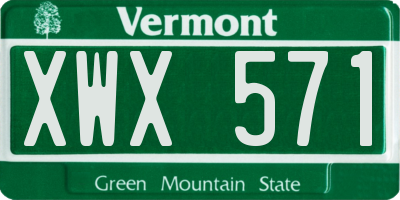 VT license plate XWX571