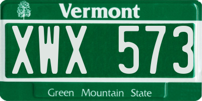 VT license plate XWX573