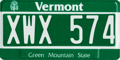 VT license plate XWX574