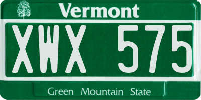 VT license plate XWX575