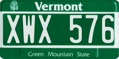 VT license plate XWX576