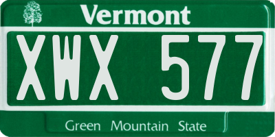 VT license plate XWX577