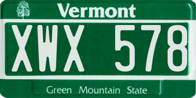 VT license plate XWX578