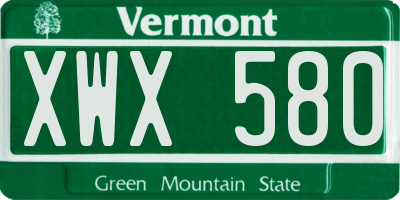 VT license plate XWX580