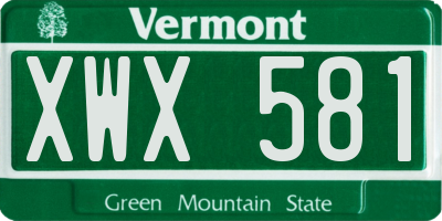 VT license plate XWX581