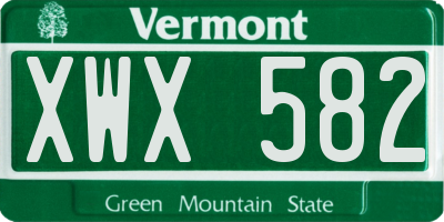 VT license plate XWX582