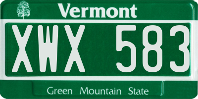 VT license plate XWX583