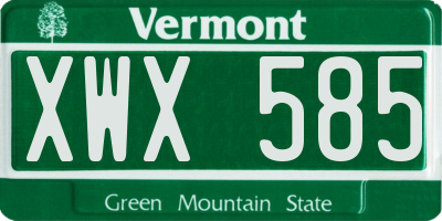 VT license plate XWX585
