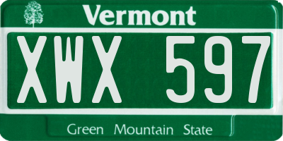 VT license plate XWX597