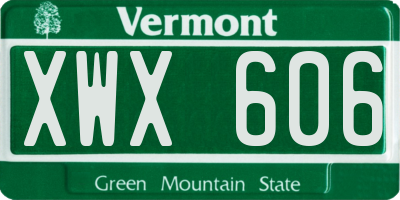 VT license plate XWX606