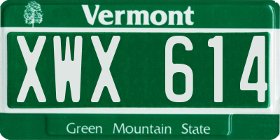 VT license plate XWX614