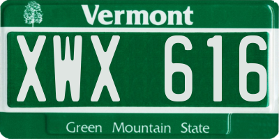 VT license plate XWX616