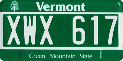 VT license plate XWX617