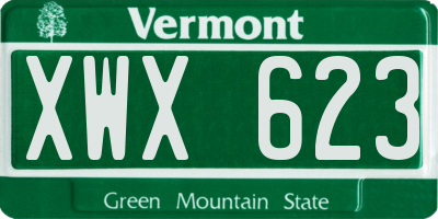 VT license plate XWX623