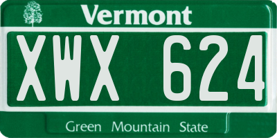 VT license plate XWX624