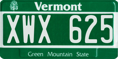 VT license plate XWX625