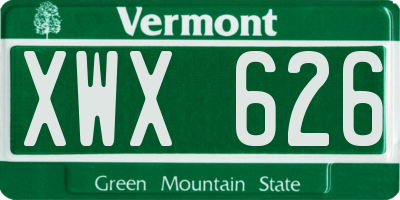 VT license plate XWX626